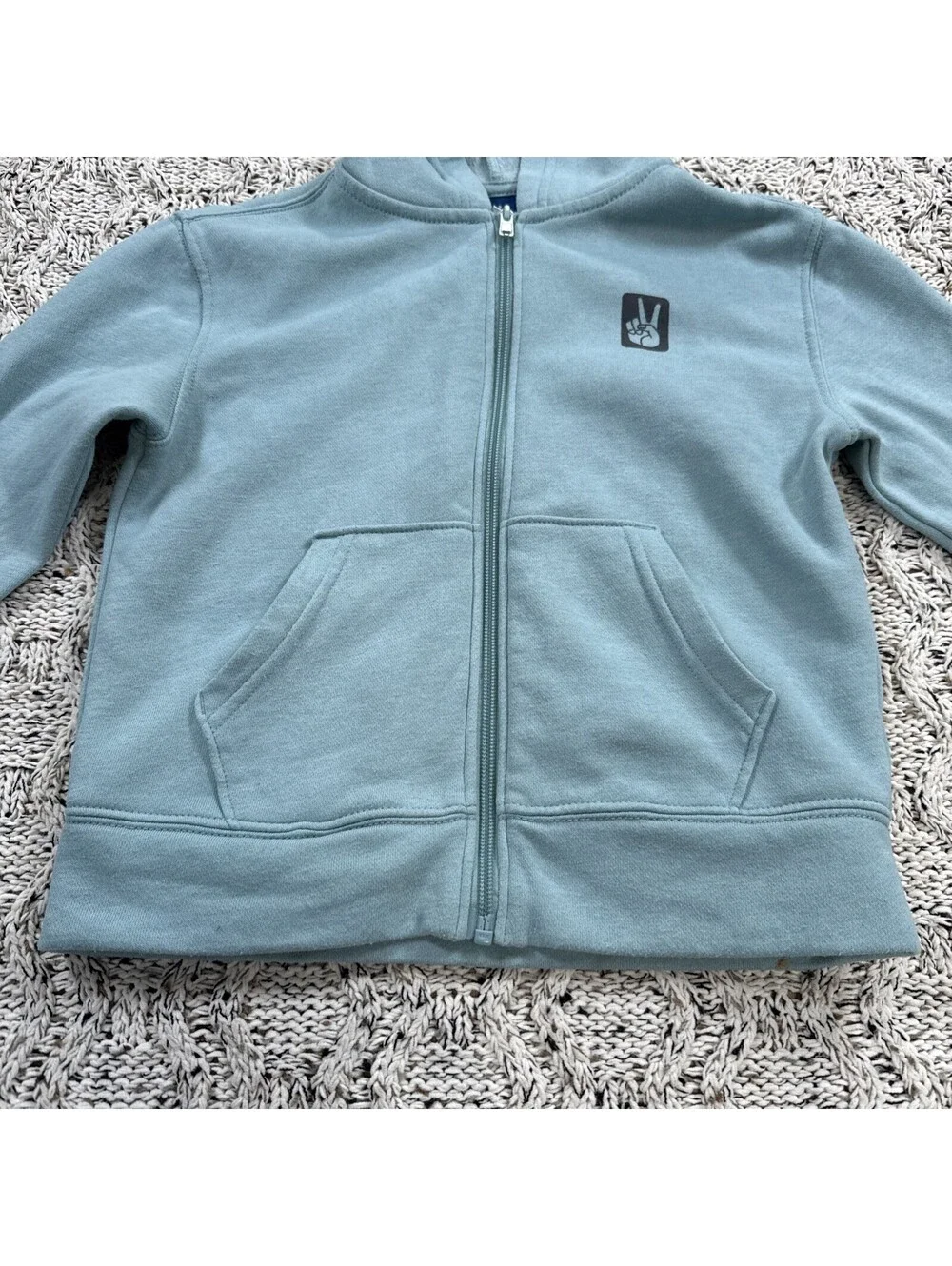 Old Navy Kids  Hoodie Sweatshirt S 6-7 Light Blue Peace Sign Full Zip